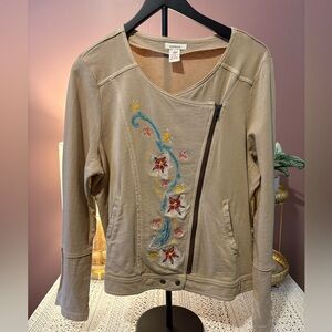 Sundance size 16 100% cotton moto jacket with embroidery
